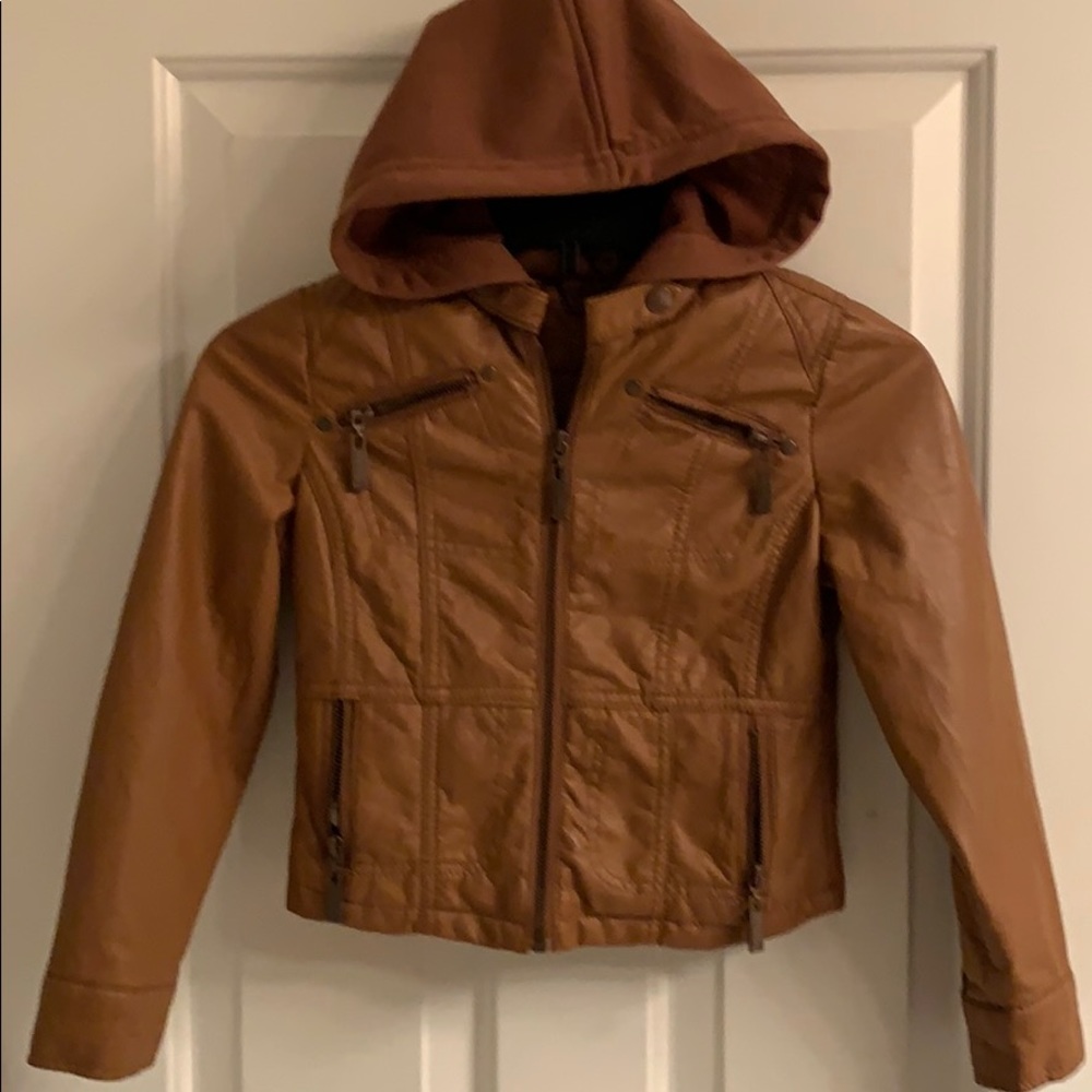 NWT-Girls J2 Mocha Faux Leather Jacket